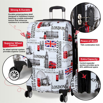 Cooma Large Hard Shell Suitcase London in Black Flower