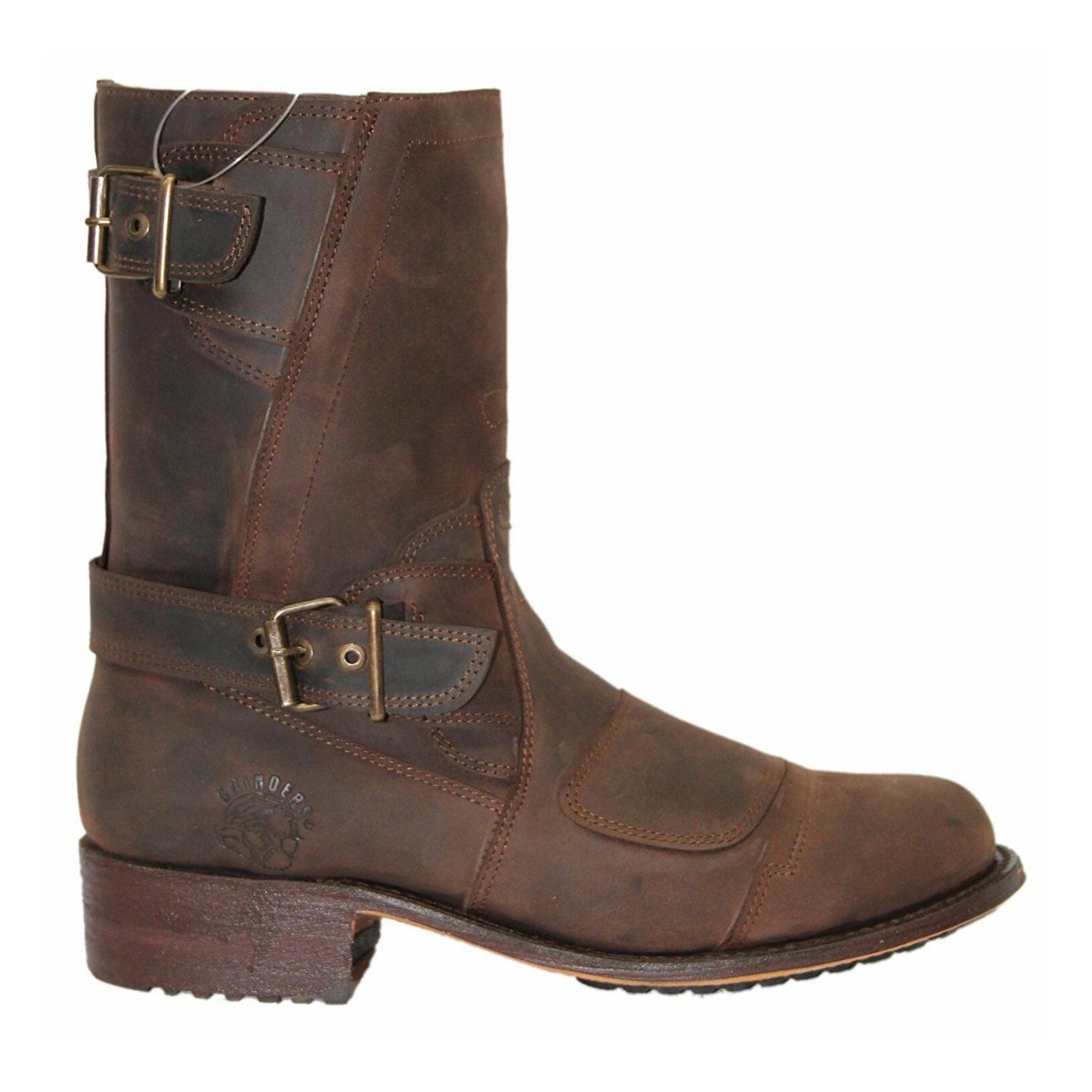 Grinders Mens Black Leather Cowboy Boots-Route 66