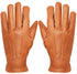 MENS TAN CLASSIC REAL 100% LEATHER GLOVES THERMAL LINED DRIVING WINTER GIFT - Upperclass Fashions 