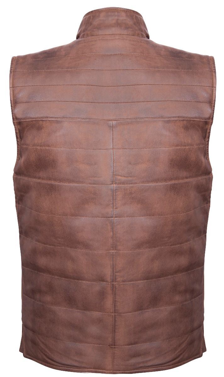 Mens Dual-sided Black and Brown Leather Gilet-Grassington