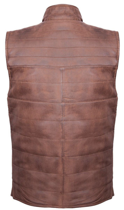 Mens Dual-sided Black and Brown Leather Gilet-Grassington
