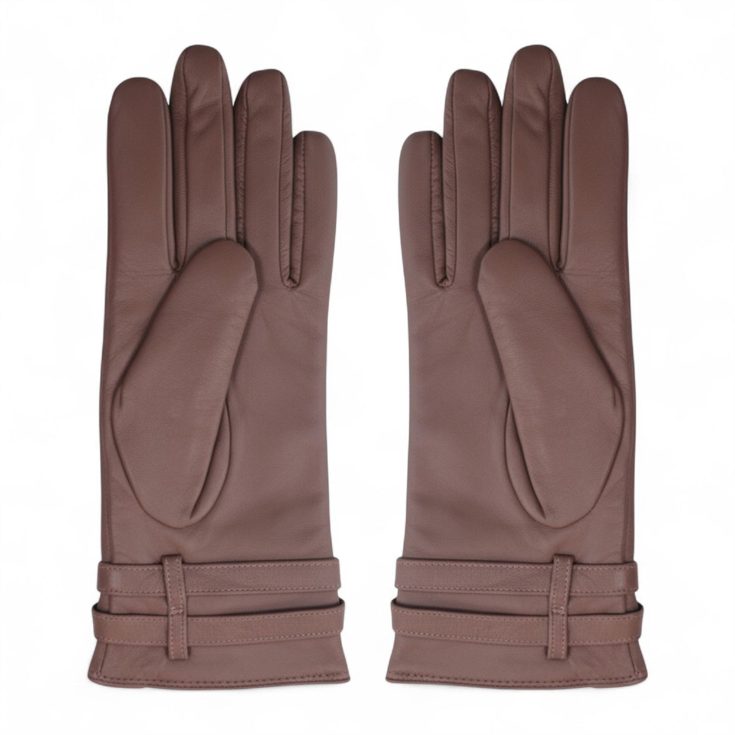 Womens Italian Leather Winter Buckle Soft Wool Lining Gloves - L-GLV-601