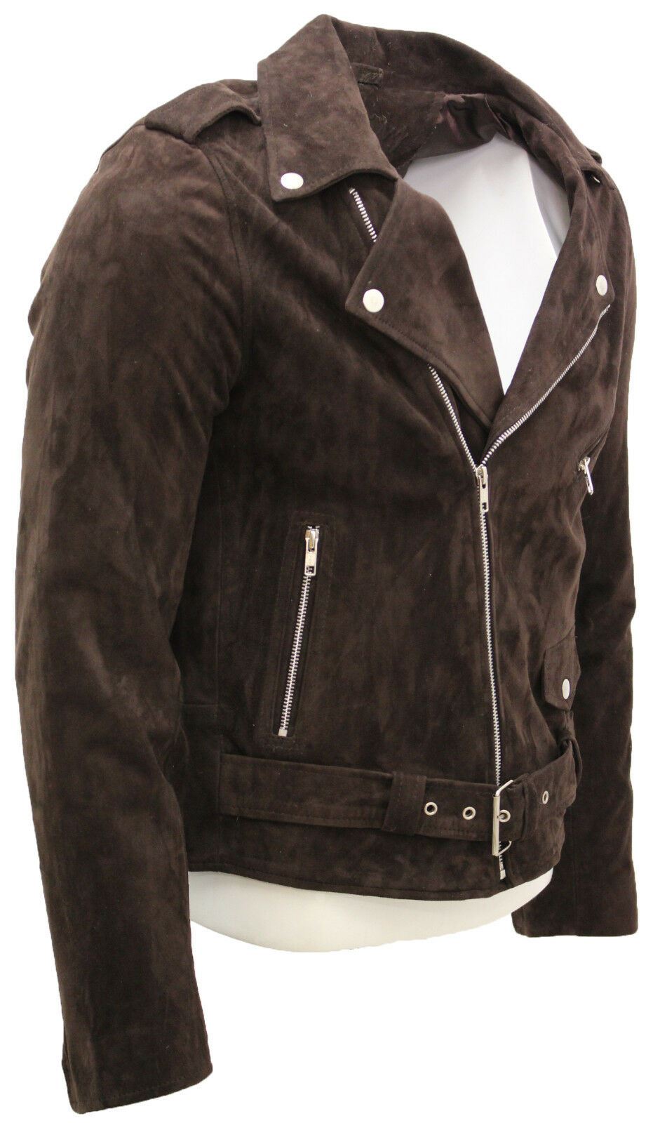 Mens Suede Leather Brando Biker Jacket-Stratford - Upperclass Fashions 