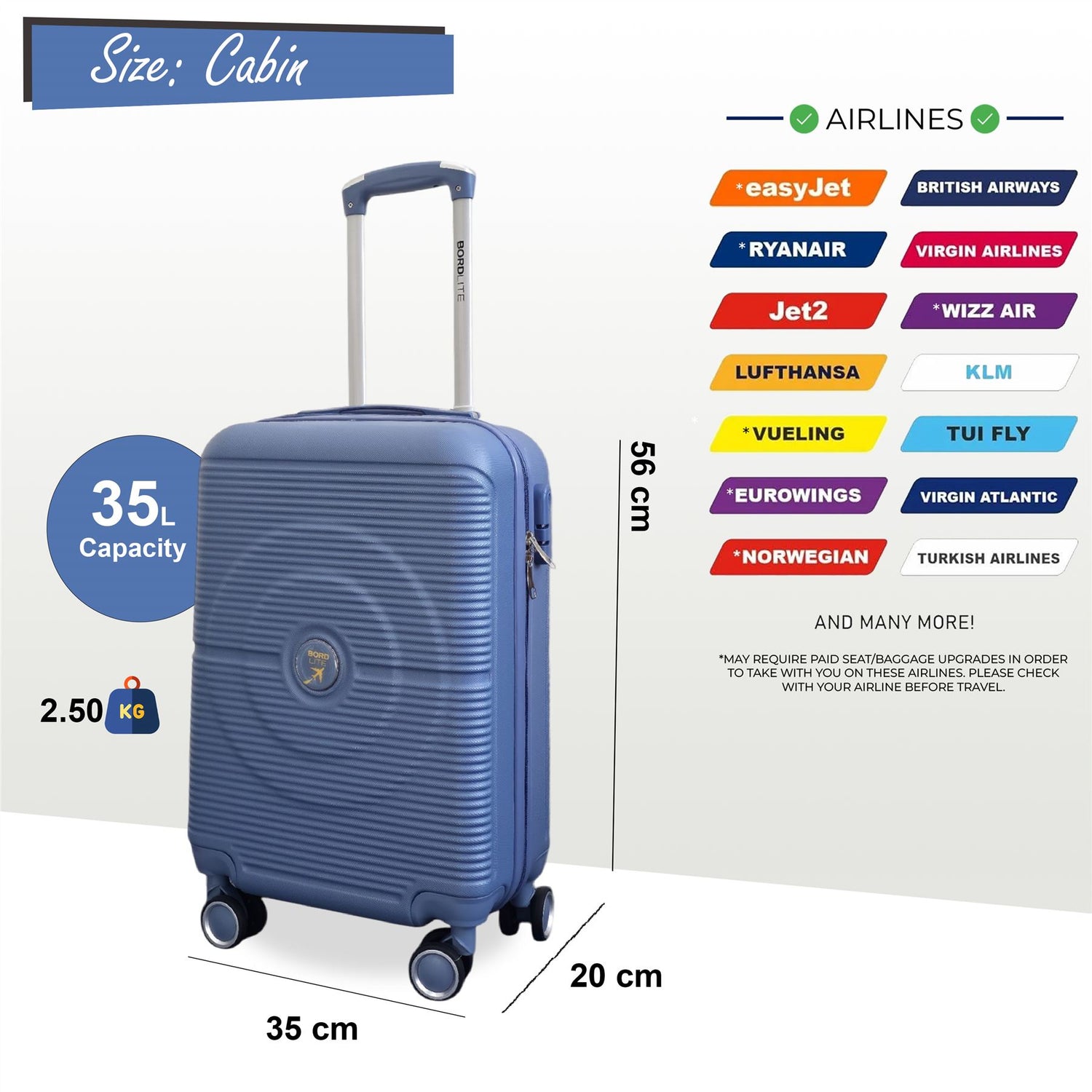Seto Cabin Hard Shell Suitcase in Light Blue