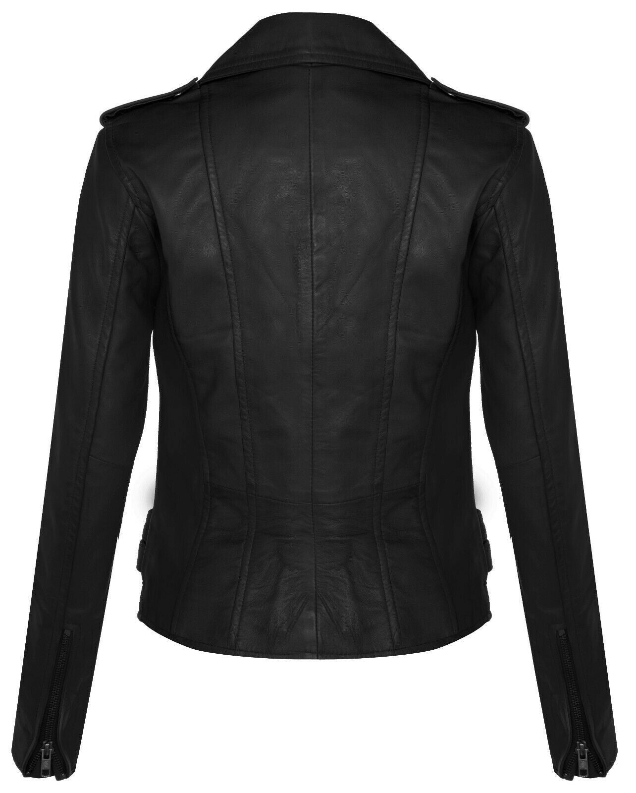 Womens Leather Brando Biker Jacket-Loddon
