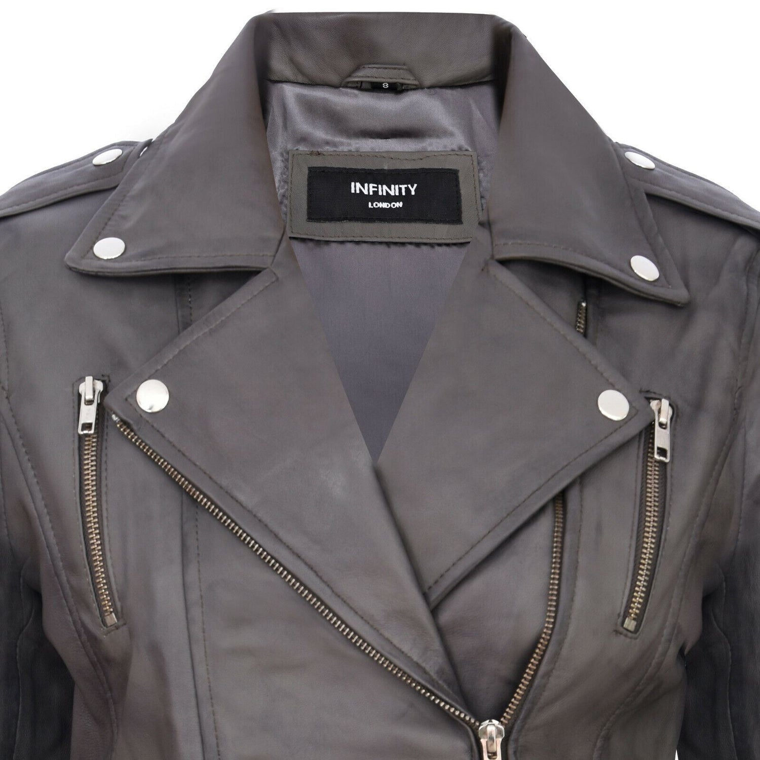 Womens Leather Brando Biker Jacket-Loddon - Upperclass Fashions 