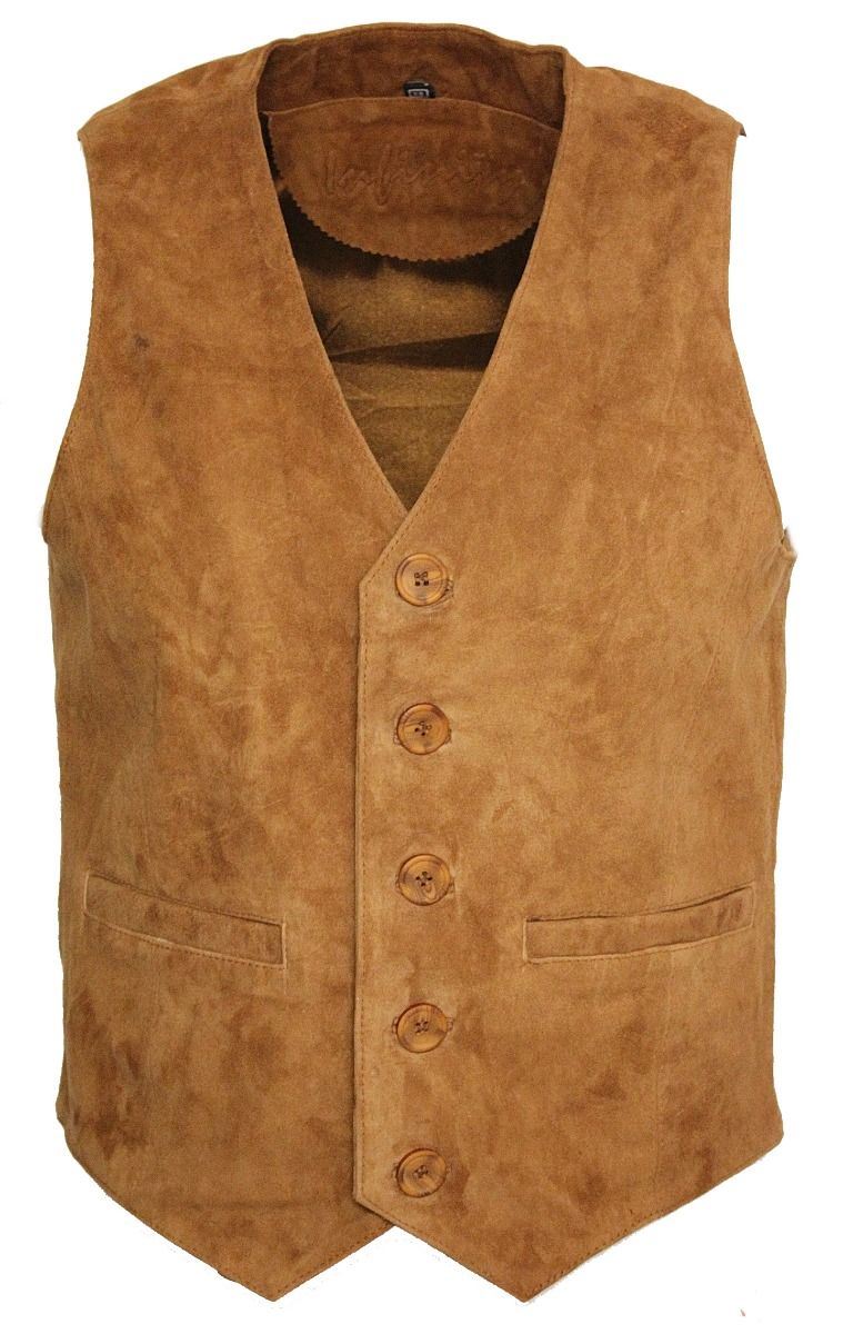 Mens Soft Suede Leather Waistcoat-Grays
