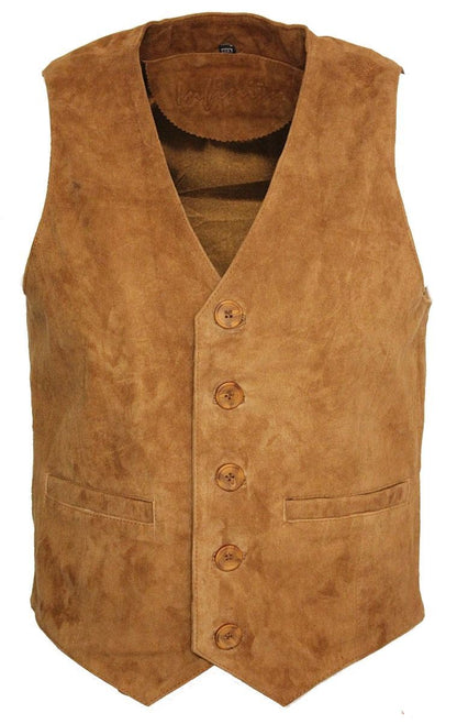 Mens Soft Suede Leather Waistcoat-Grays