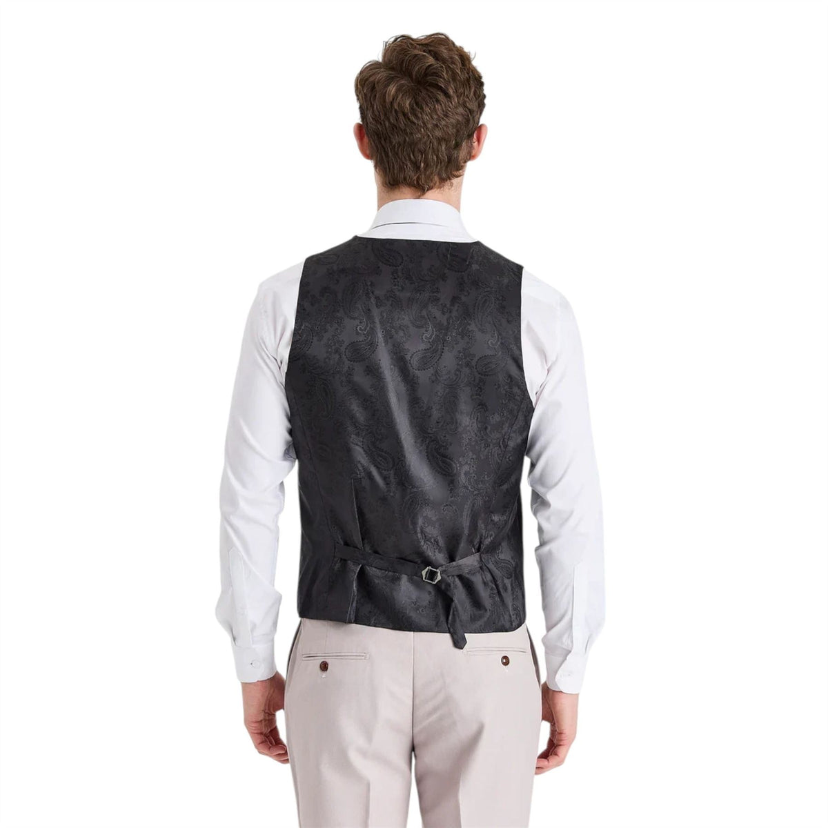 Mens Cream Suit with Black Waistcoat 3 Piece Wedding Suit - Mayfair
