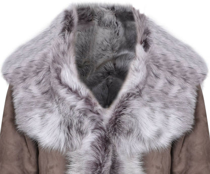 Womens Suede Toscana Sheepskin Trench Coat-Rochester