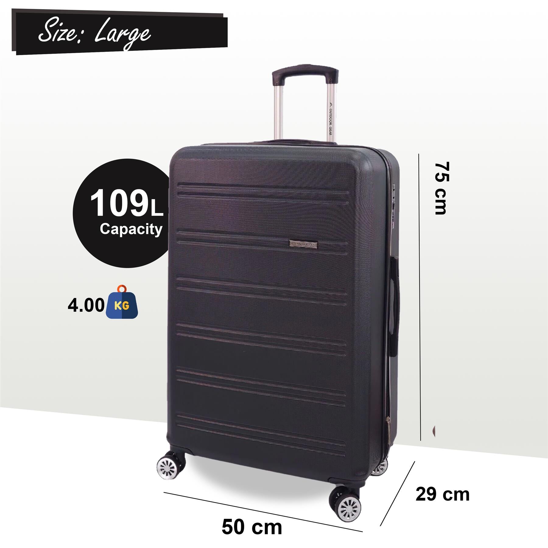 Alabaster Large Hard Shell Suitcase in Black