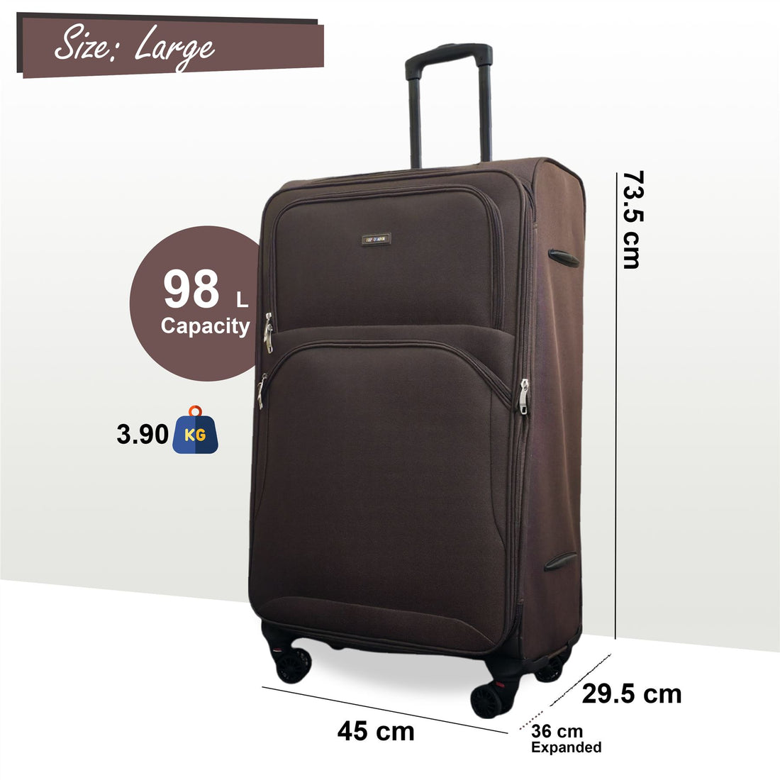 Gosford Large Soft Shell Suitcase in Brown