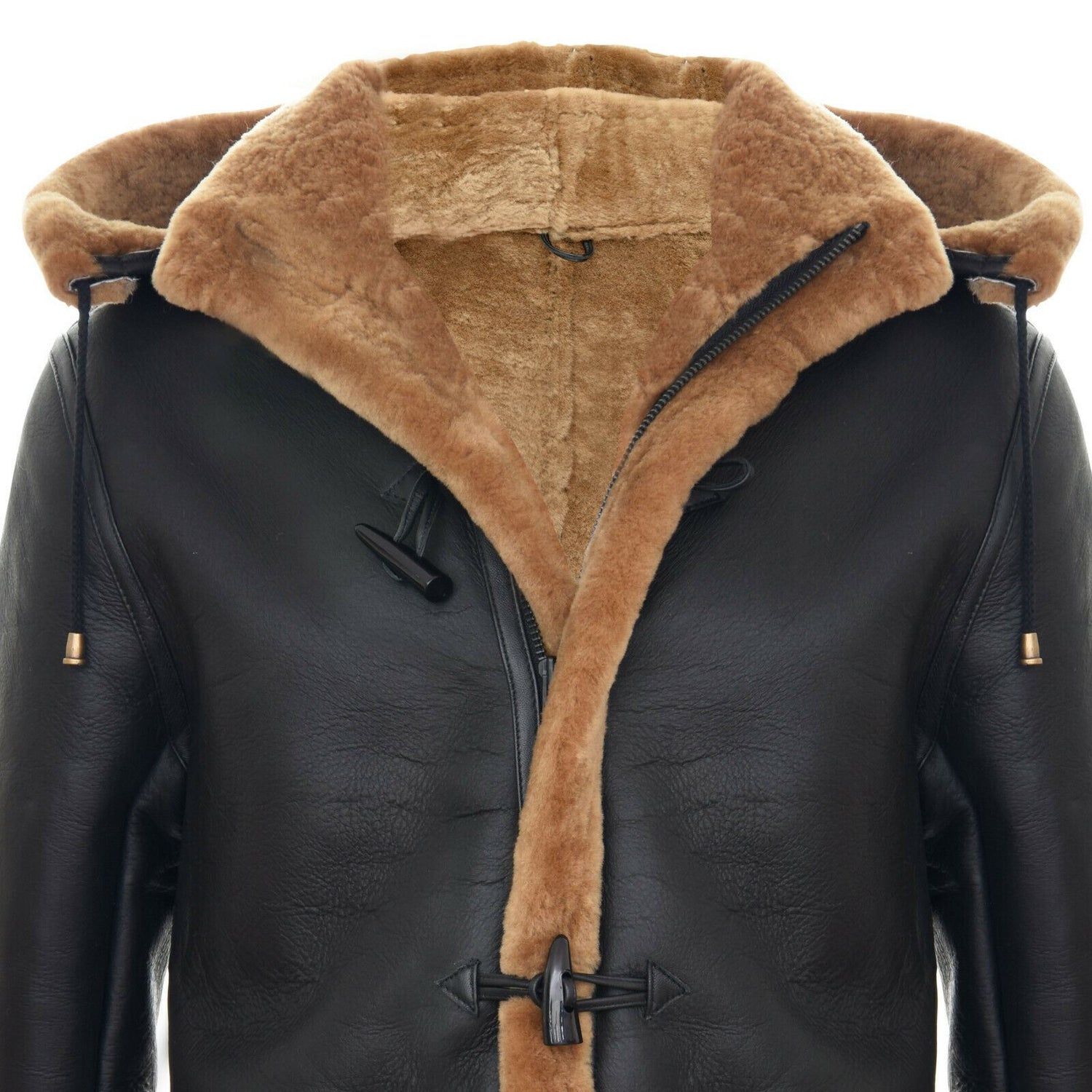 Mens Sheepskin Hooded Duffle Overcoat-Isleworth