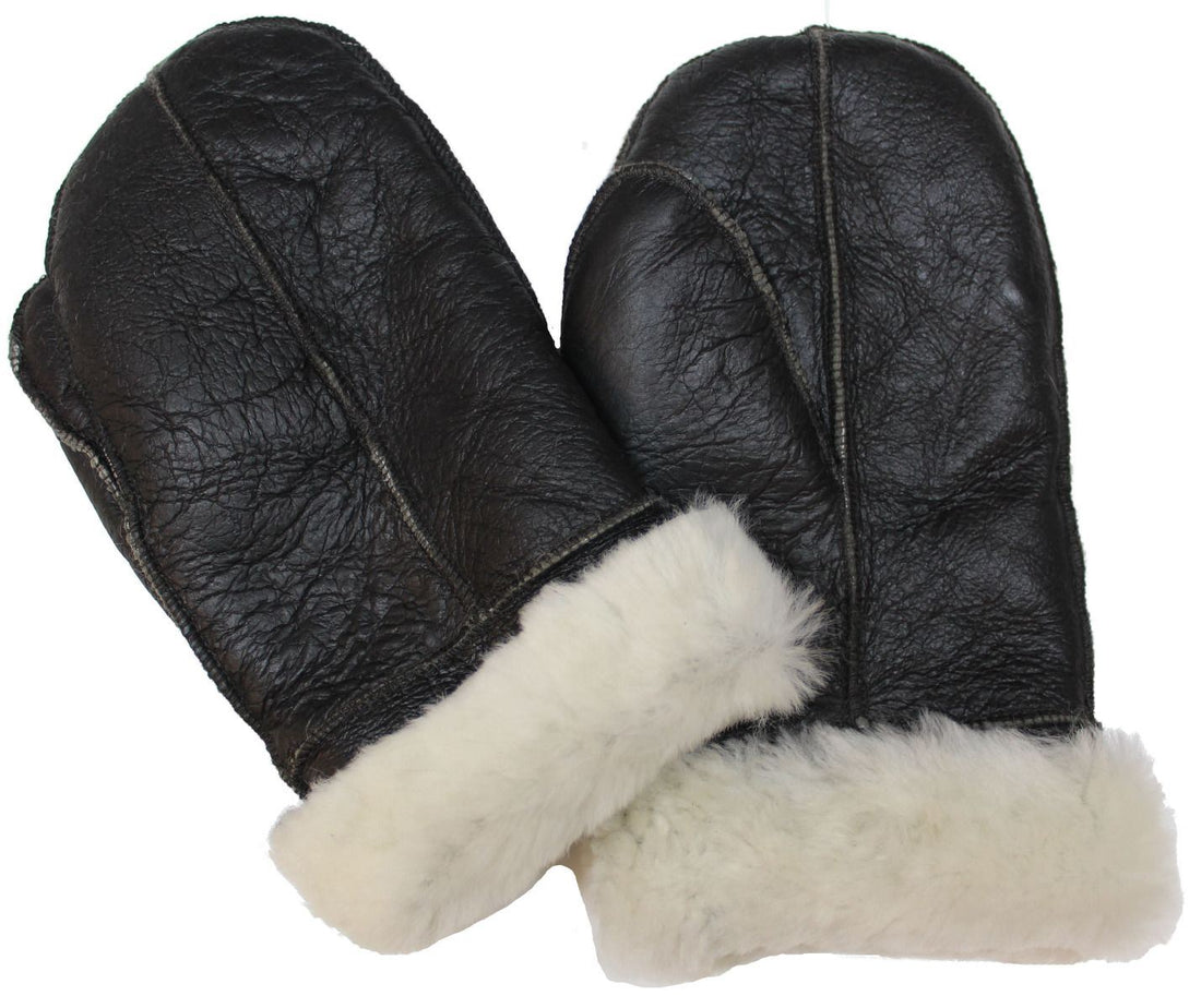 Handmade new real Leather sheepskin unisex sheepskin shearling mittens mitts gloves thick warm