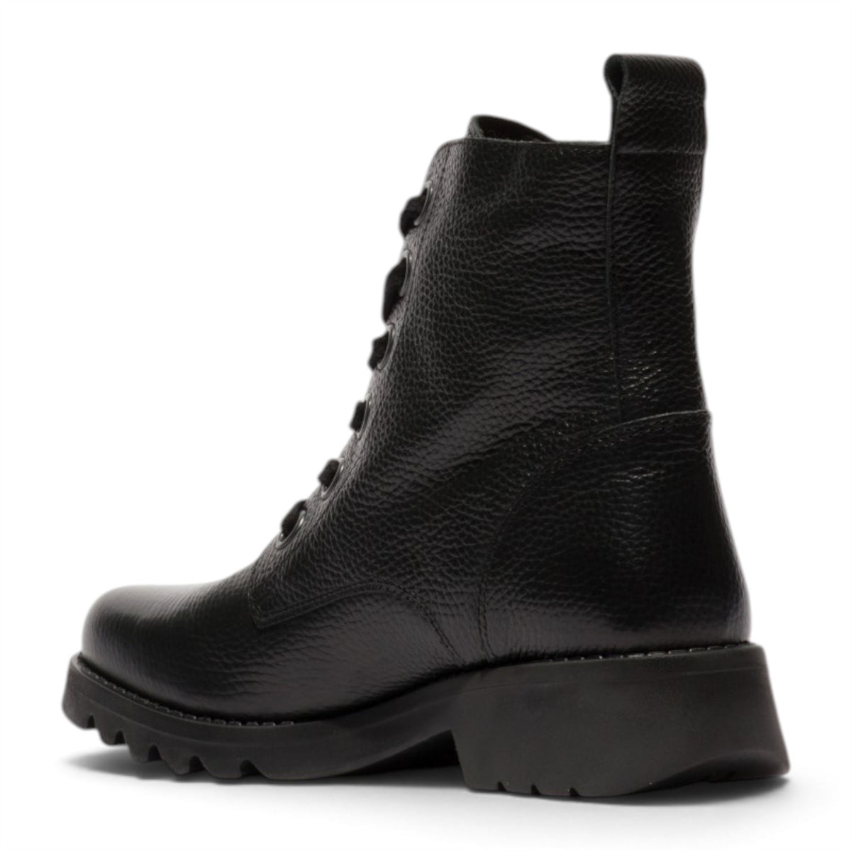 Fly London Womens Black Leather Lace-Up Heeled Ankle Boots - RAMY488