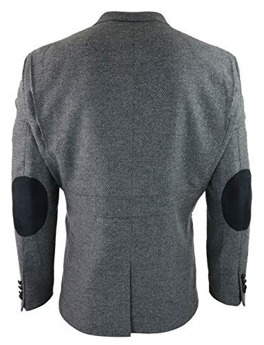 Mens Wool Tweed Shooting Jacket Hunting Blazer Smart Casual Elbow Patch Grey