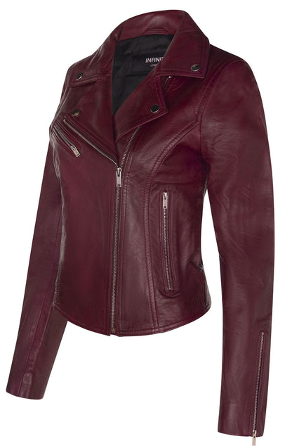 Womens Classic Leather Brando Biker Jacket-Loughton