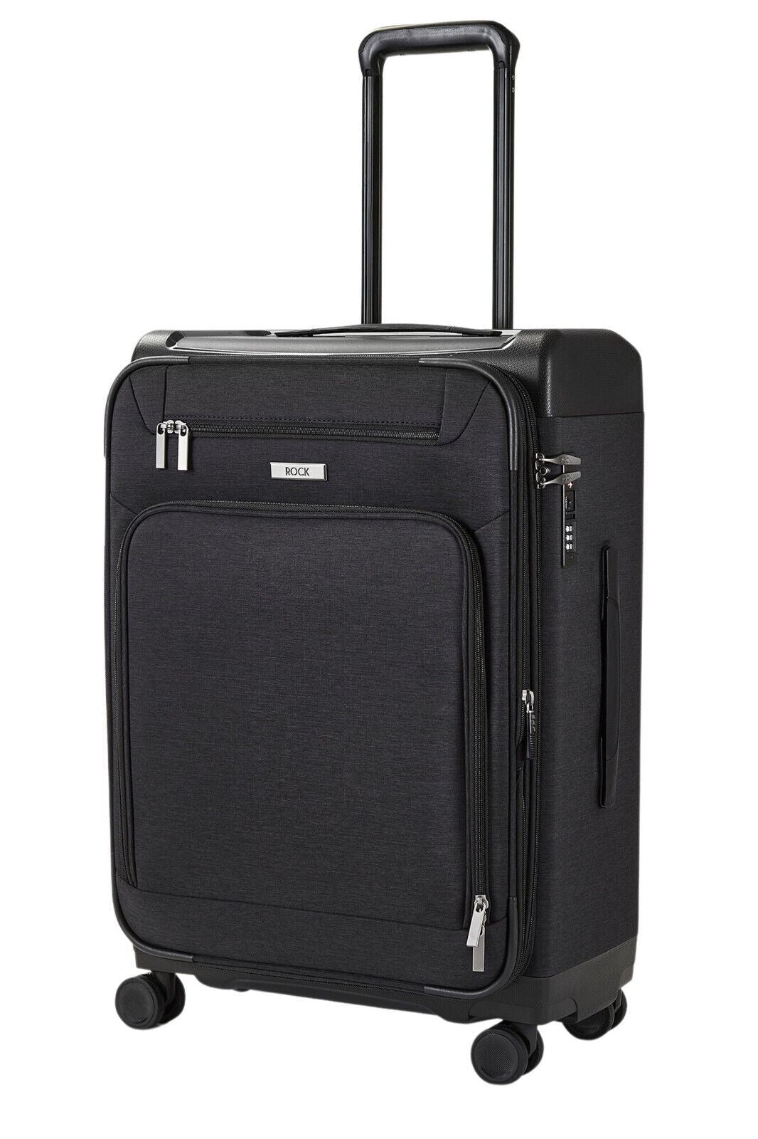 Anniston Medium Soft Shell Suitcase in Black