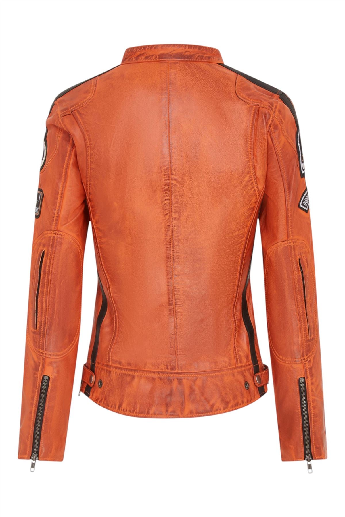 Womens Biker Racing Badges Leather Jacket-Eastleigh