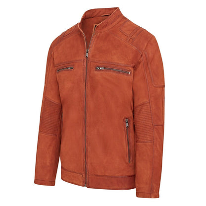 Mens Buff Leather Caf� Racer Biker Jacket - Trowbridge