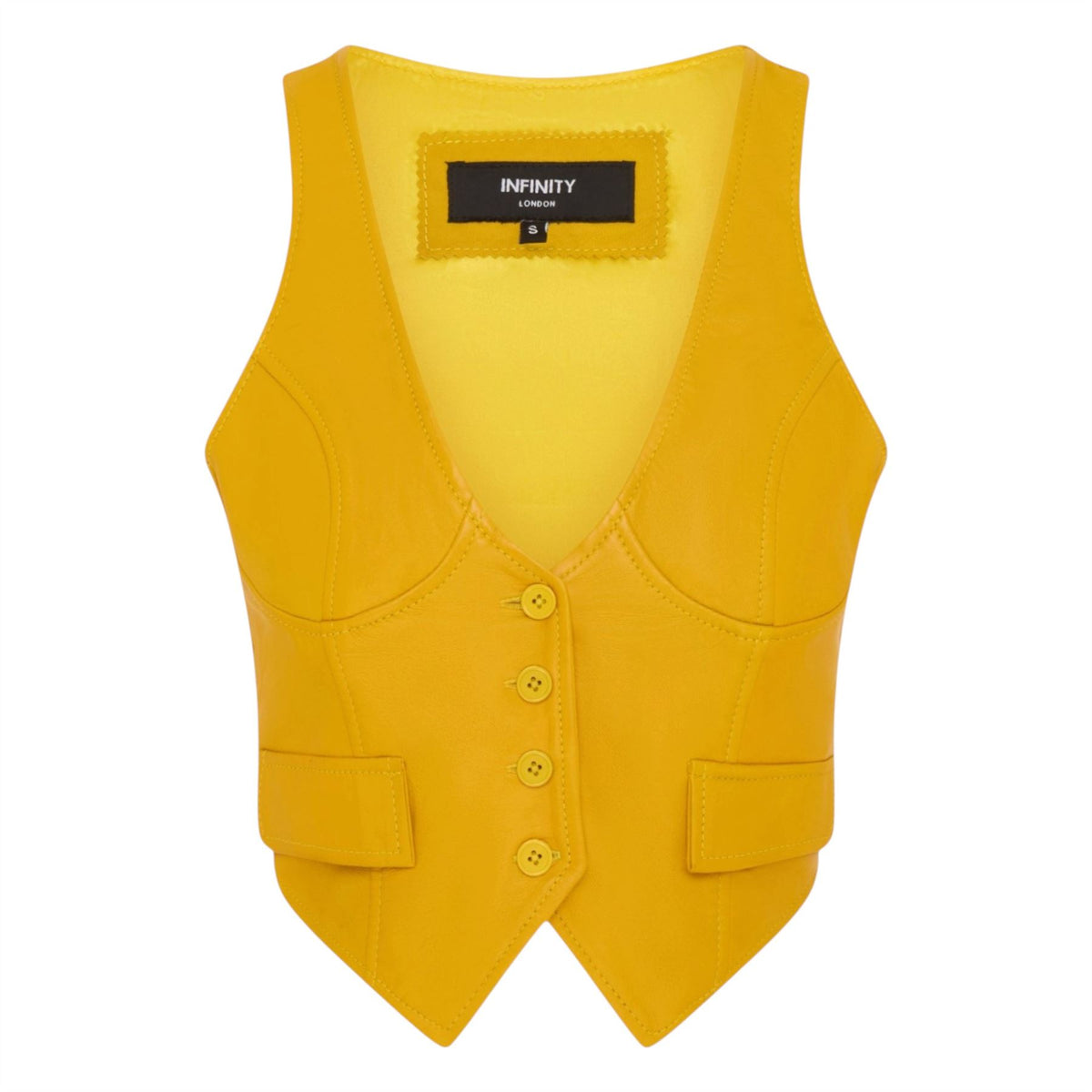 Womens Red Leather Waistcoat Biker Vest - MAM-WC