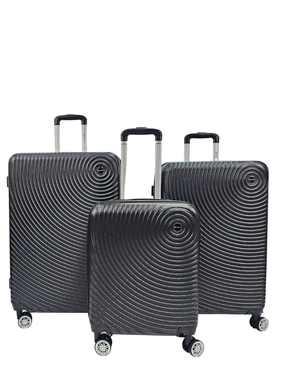 Hard Shell Black Cabin Suitcase Set 8 Wheel Luggage Case Travel Bag - Upperclass Fashions 