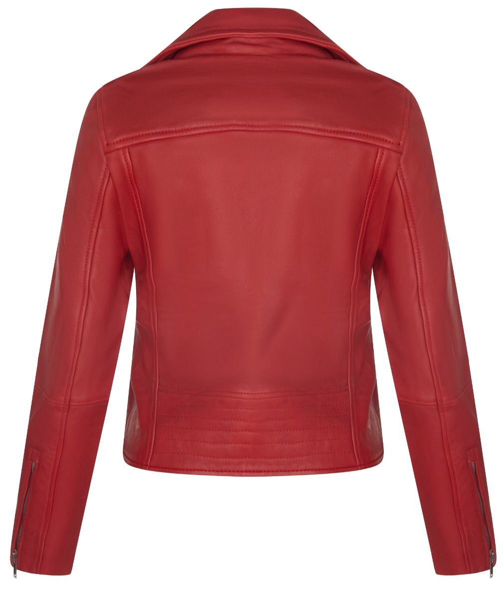 Womens Leather Retro Biker Jacket-Madeley