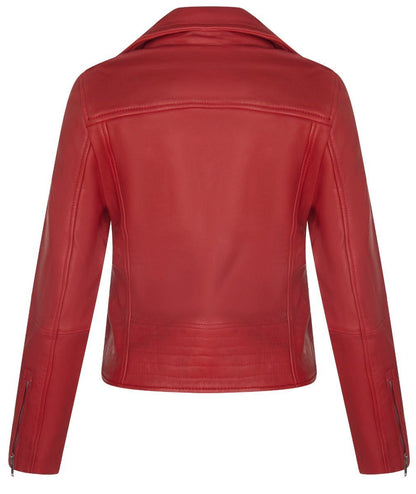 Womens Leather Retro Biker Jacket-Madeley