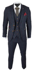 Mens Herringbone Tweed Suit 3 Piece Navy Blue Peaky Blinders 1920s Tailored Fit - Upperclass Fashions 