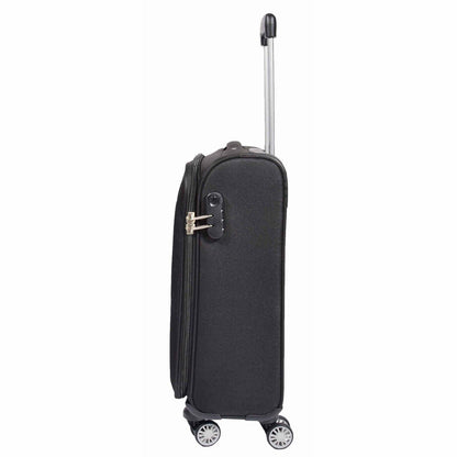 Lightweight Black Soft Casing Suitcases 8 Wheel Luggage Travel