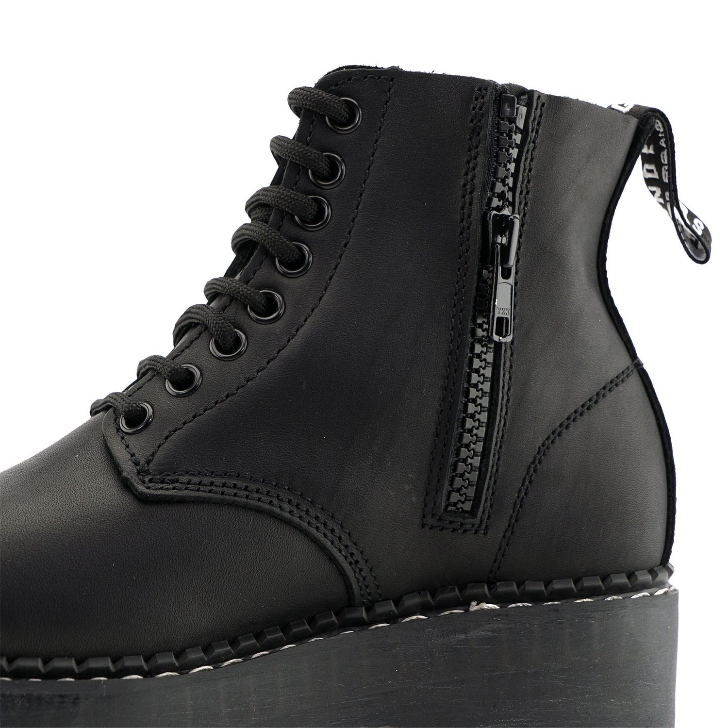 Grinders Unisex Black Leather Ankle Casual Lace Up Boots - Chalie ACS