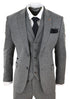 Mens 3 Piece Dark Grey Herringbone Wool Tweed Retro Suit - Upperclass Fashions 