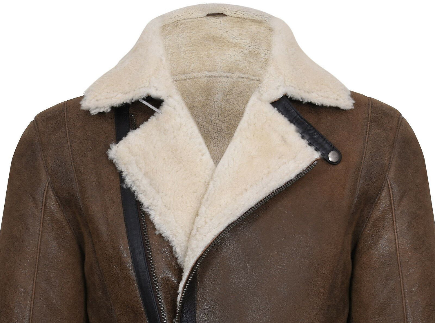 Mens Breasted Sheepskin Leather Biker Jacket-Heathfield