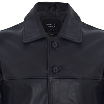 Mens Mid-Length Cowhide Leather Box Jacket-Fairford