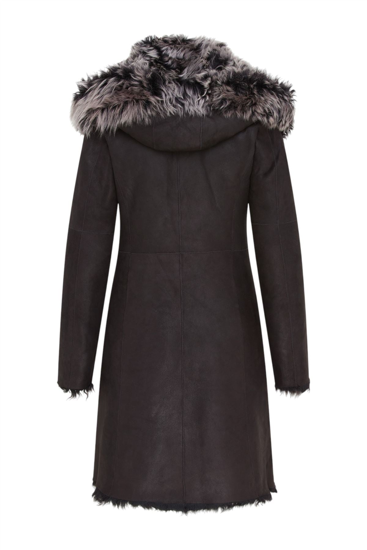 Womens Toscana Sheepskin Leather Hooded Trench Coat - Coast