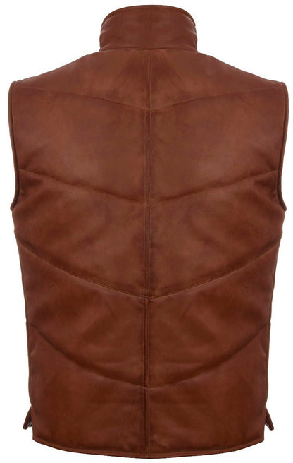 Mens Classic Leather Puffer Waistcoat-Gateshead