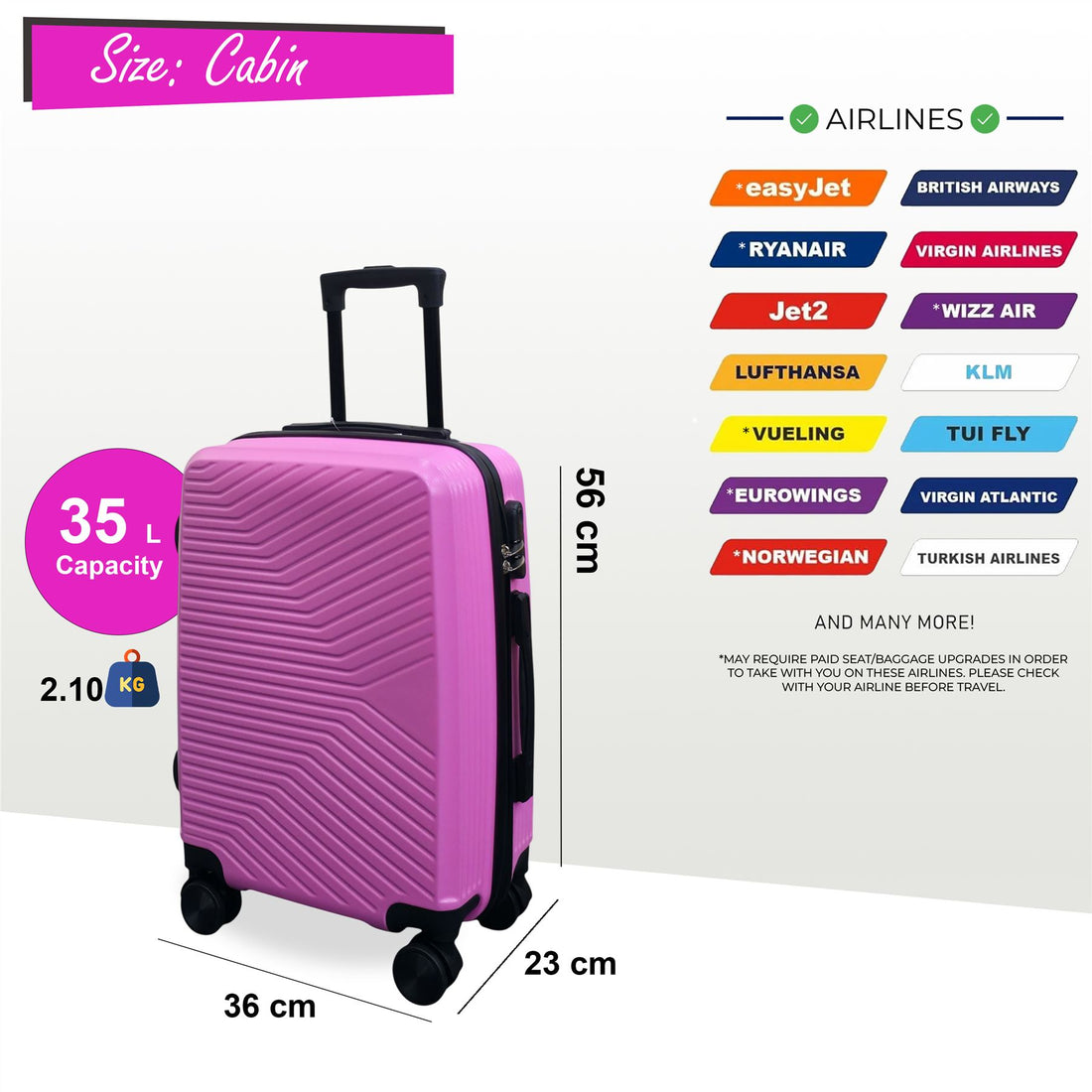 Junee Cabin Hard Shell Suitcase in Pink