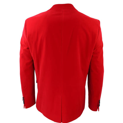 Mens Red Velvet Dinner Tuxedo Suit Jacket Blazer - Upperclass Fashions 