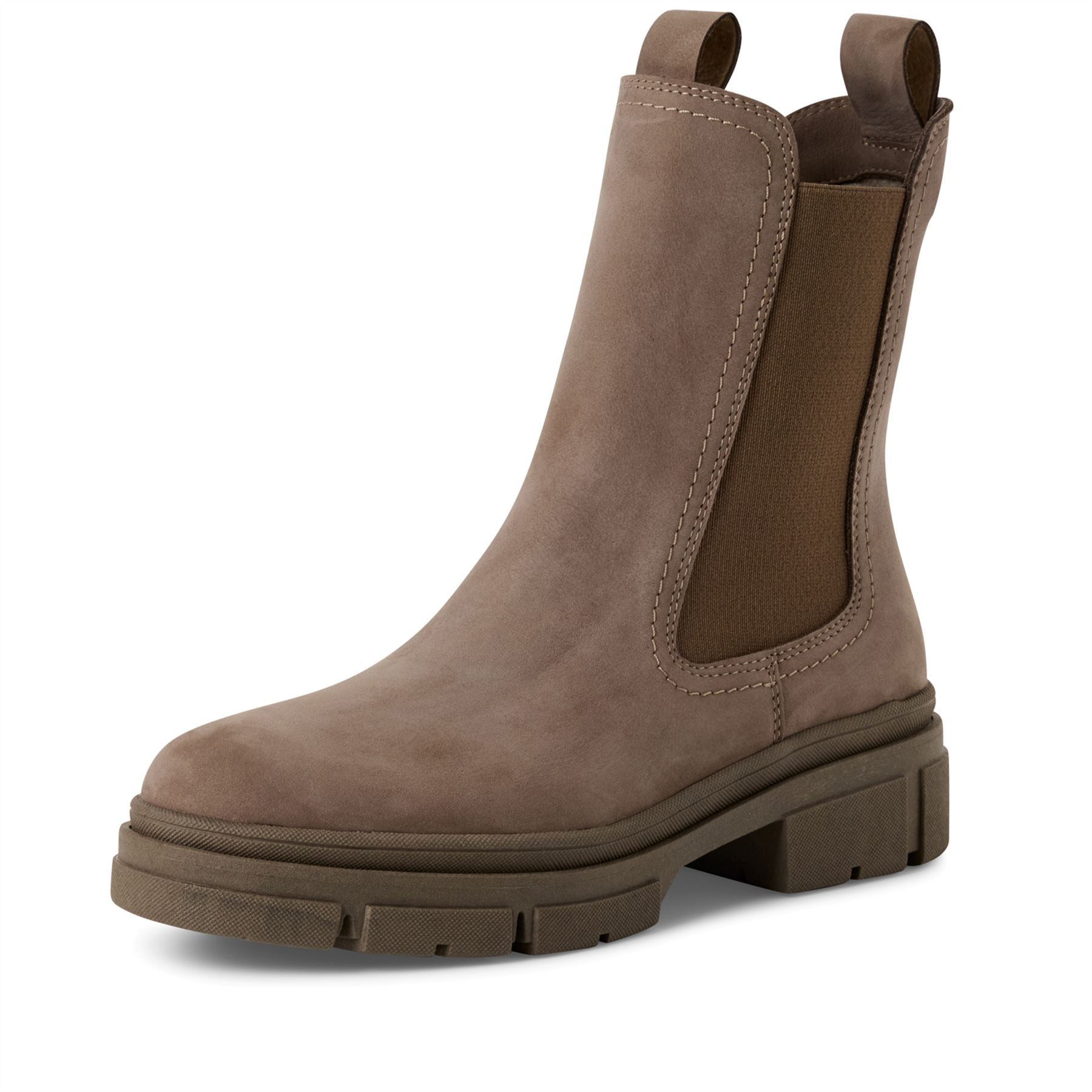 Tamaris Womens Dune Taupe Brown Leather Classic High Pull-On Chelsea Ankle Boots