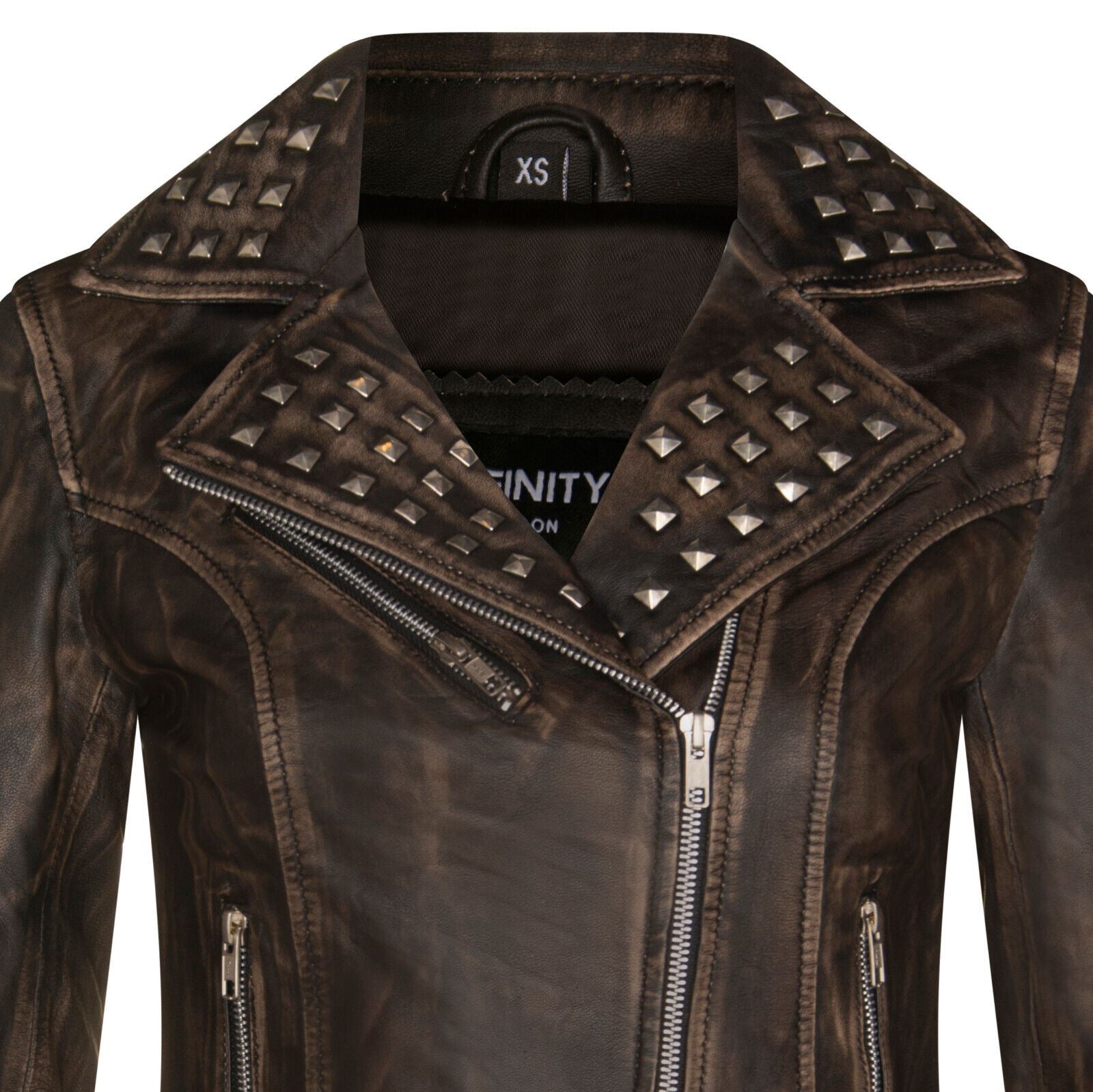 Womens Stud Goth Biker Leather Jacket-St. Albans – Upperclass Fashions