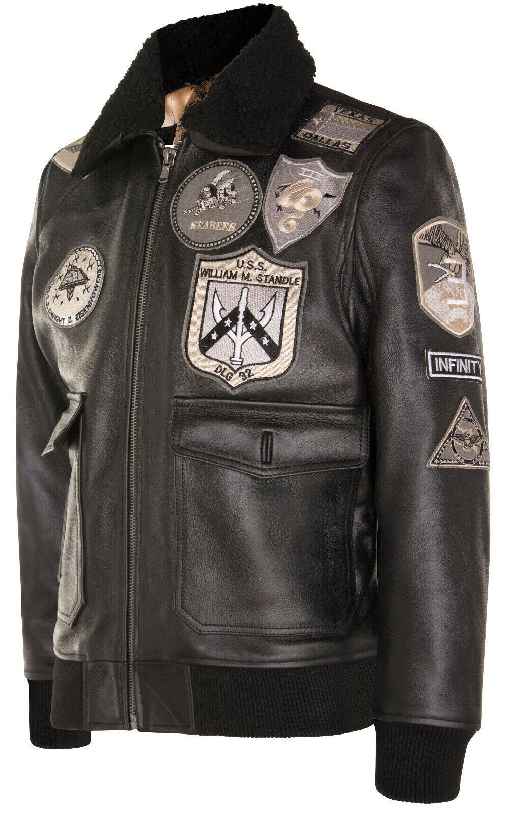 Mens A2 Top Gun  Leather Bomber Jacket-Camborne