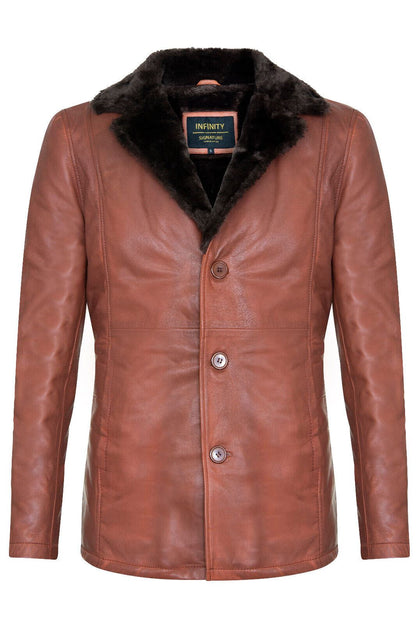 Mens Reefer Leather  Jacket - Tadcaster
