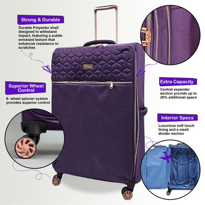 Birmingham Large Soft Shell Suitcase in Purple