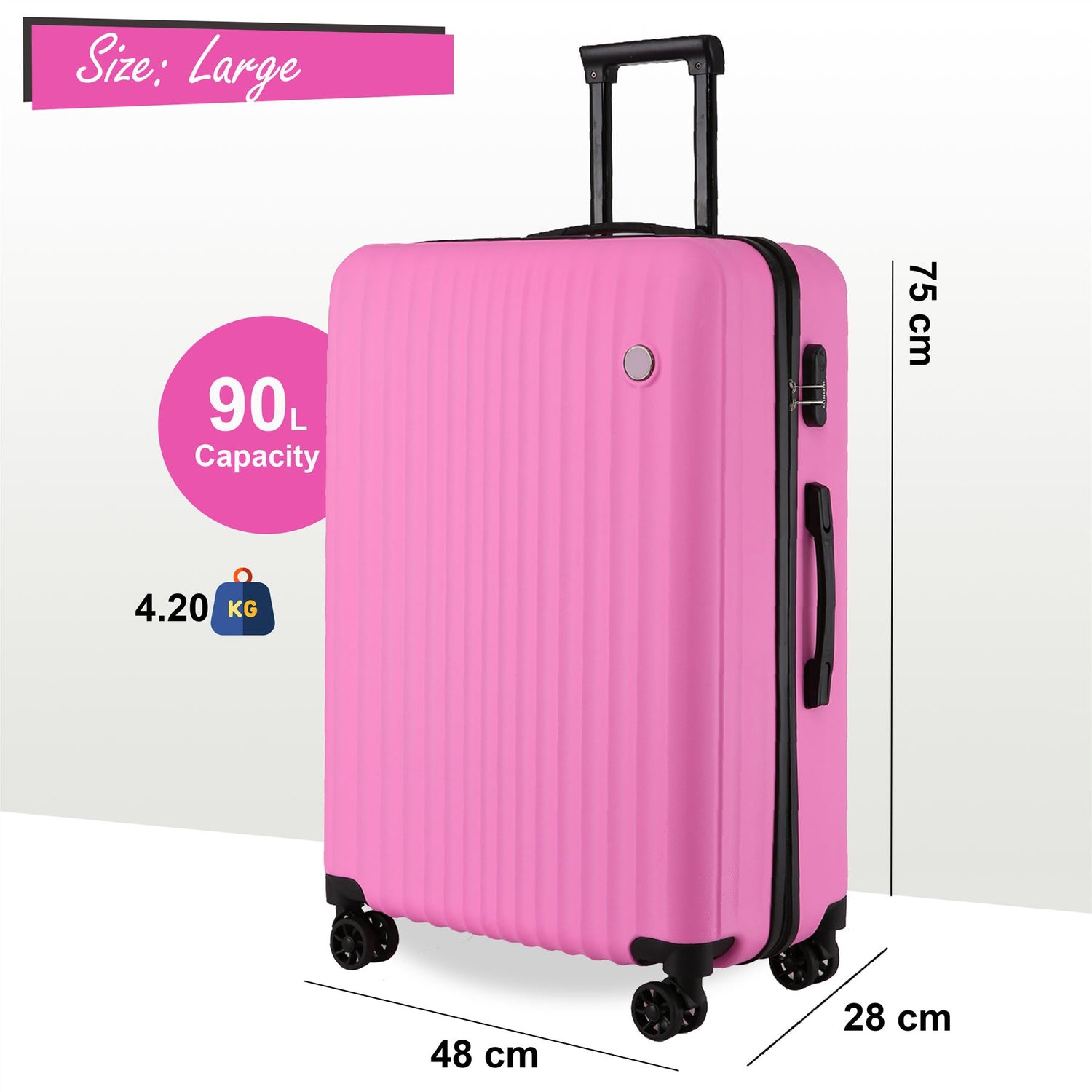 Edmonton Large Hard Shell Suitcase in Pink