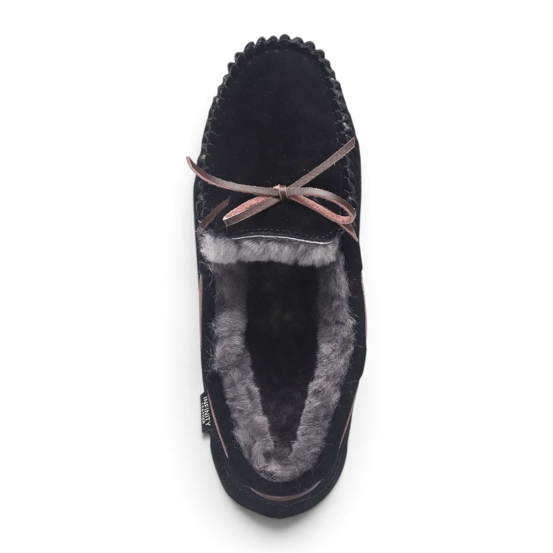 Men’s Black Genuine Sheepskin Moccasin Winter Slippers - Flint