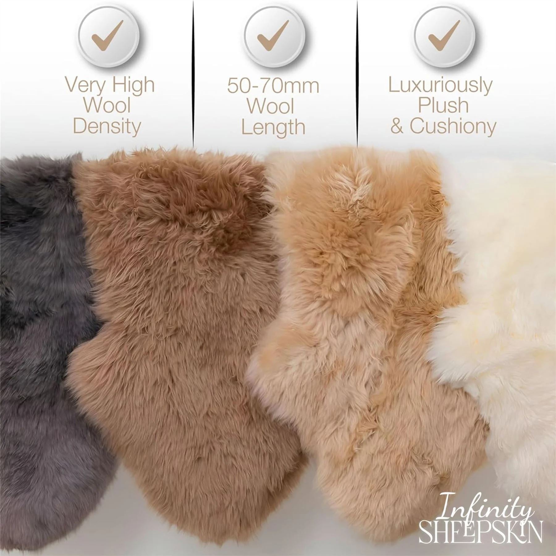 Genuine Sheepskin Quad Natural Fluffy Silky Soft Real Wool Rug