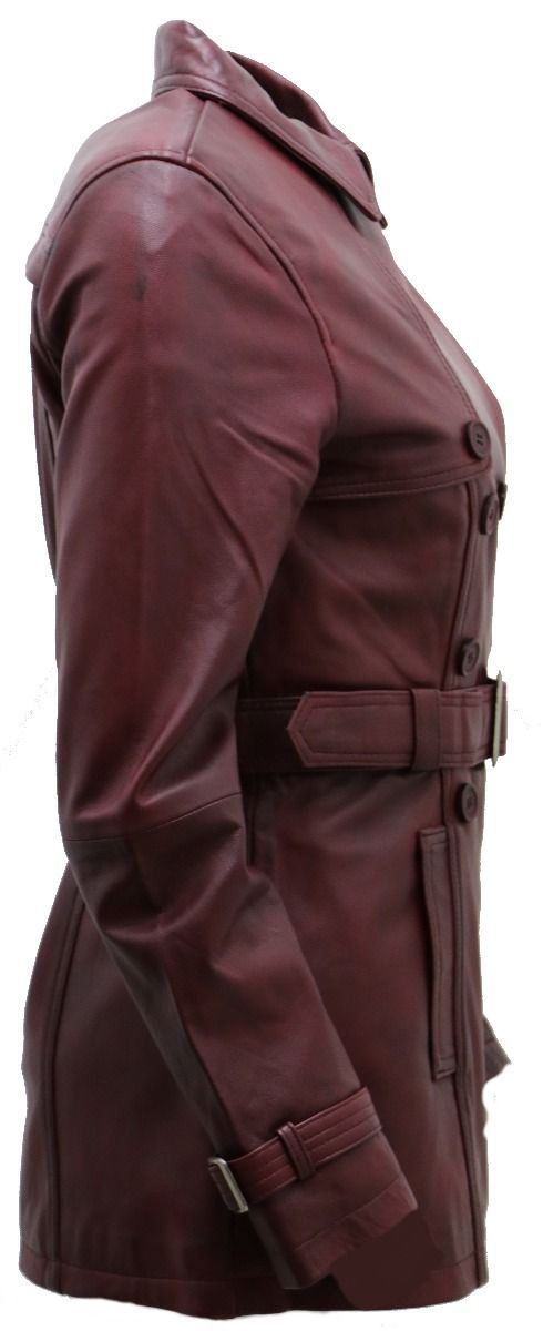 Womens Mid Length Leather Trench Coat -Oakham