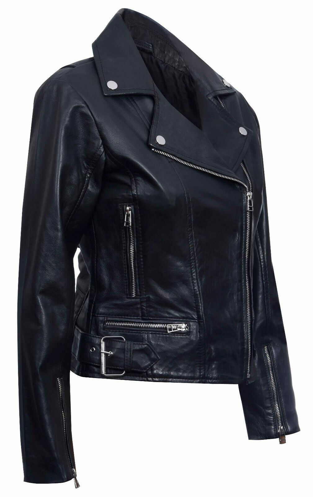 Womens Vintage Leather Biker Jacket-Luton