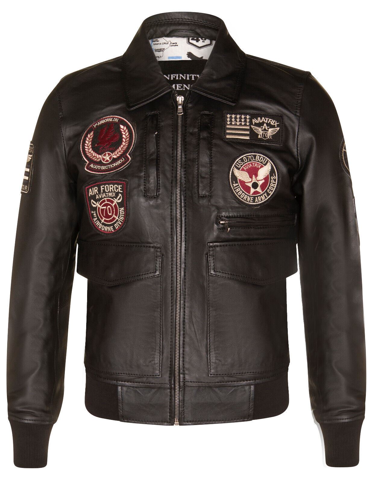 Mens Leather Pilot Bomber Jacket - Crediton