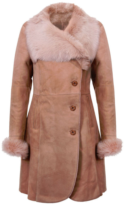 Womens Suede Merino Shearling Toscana Coat -Rochford